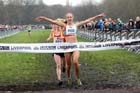 Emelia Gorecka wins the under-20s womens,  2012 McCain Liverpool Cross Challenge.